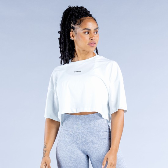 Camiseta Dfyne Revive Crop Mujer Blancos | JSYI49263