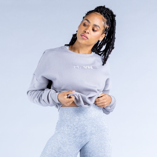 Sudaderas Dfyne Luxe | Revive Crop Mujer Grises | FTMS35402